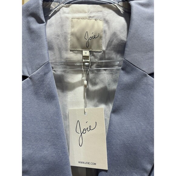 $348 NWT JOIE Size 12 LIAN PLEATED 3/4 SLEEVE ONE BUTTON STRETCH BLAZER CHAMBRAY - Picture 9 of 13